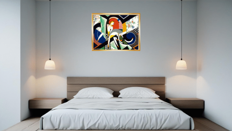 Pintura abstracta de Henry Lyman Sayen titulada "La lluvia de truenos", con formas dinámicas y colores intensos que evocan una tormenta eléctrica.