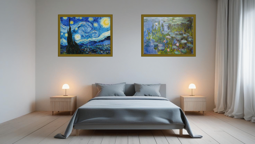 Decorar las paredes del hogar. Nenufares de Monet y La Noche Estrellada de Van Gogh