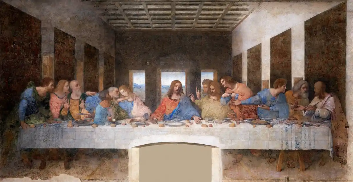 alt="Reproducción de 'La Última Cena' por Leonardo da Vinci, pintura mural que representa a Jesús y sus discípulos durante la última cena, obra creada entre 1495 y 1498, tambien te puede interesar. ¿Donde comprar la Gioconda?"
