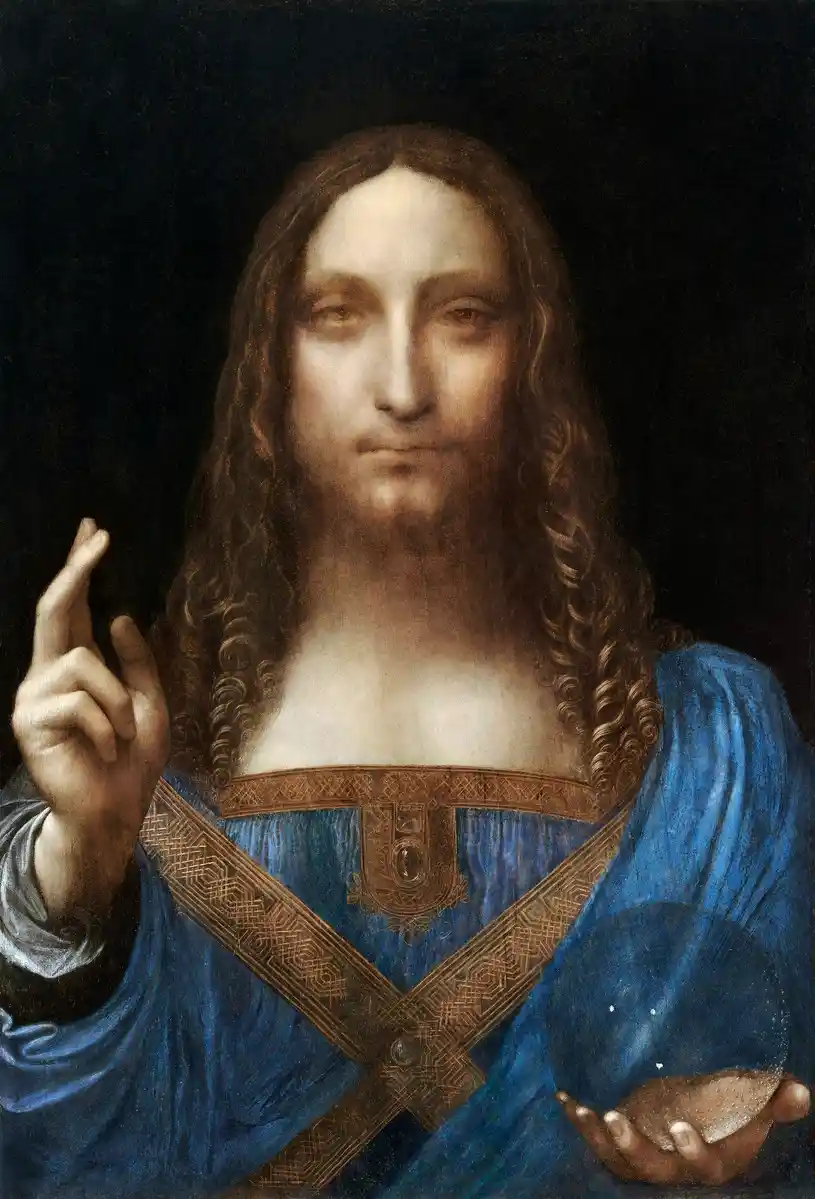 Comprar replicas de cuadros famosos, esta obra no puede faltar, Salvator Mundi (circa 1500) de Leonardo da Vinci.